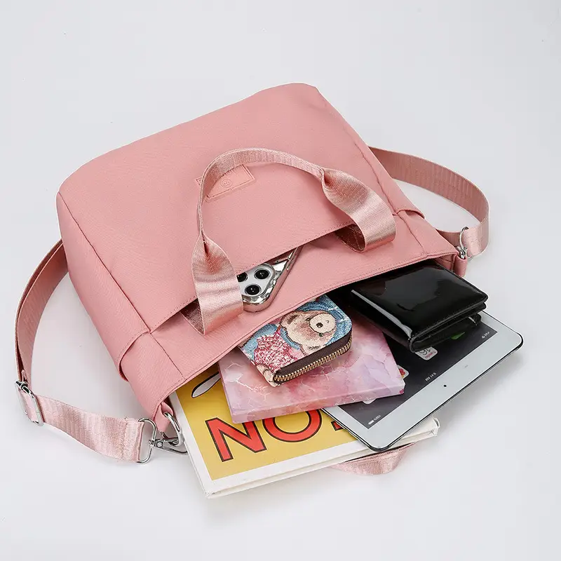 Light Blue Nylon Shoulder Bag for Women - Image 10