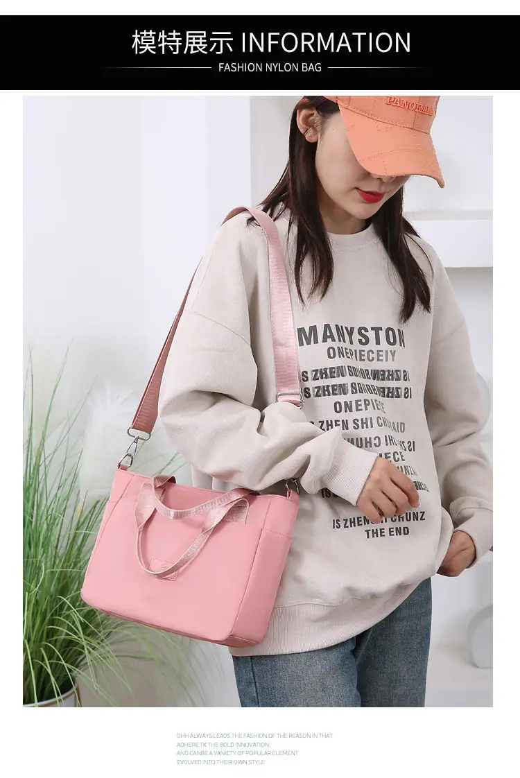 Light Blue Nylon Shoulder Bag for Women — feature 11