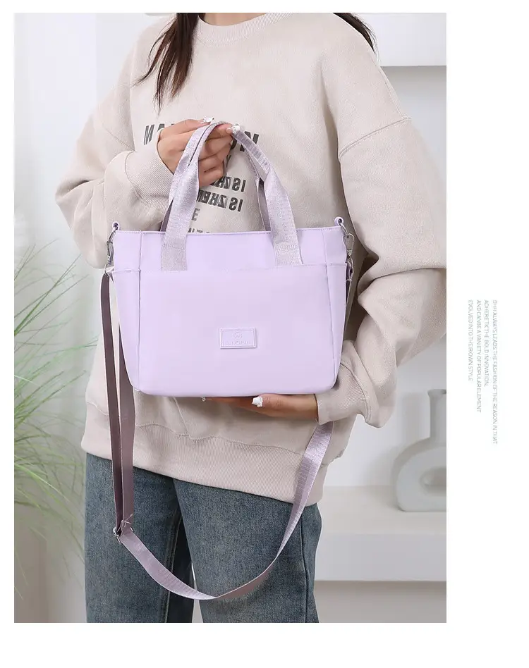 Light Blue Nylon Shoulder Bag for Women — feature 14