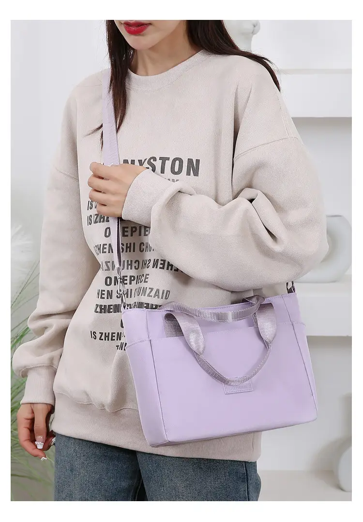 Light Blue Nylon Shoulder Bag for Women — feature 15
