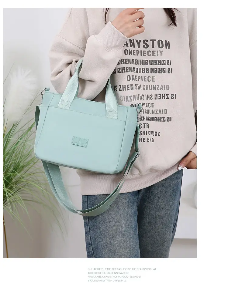 Light Blue Nylon Shoulder Bag for Women — feature 21