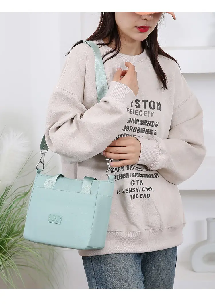 Light Blue Nylon Shoulder Bag for Women — feature 22