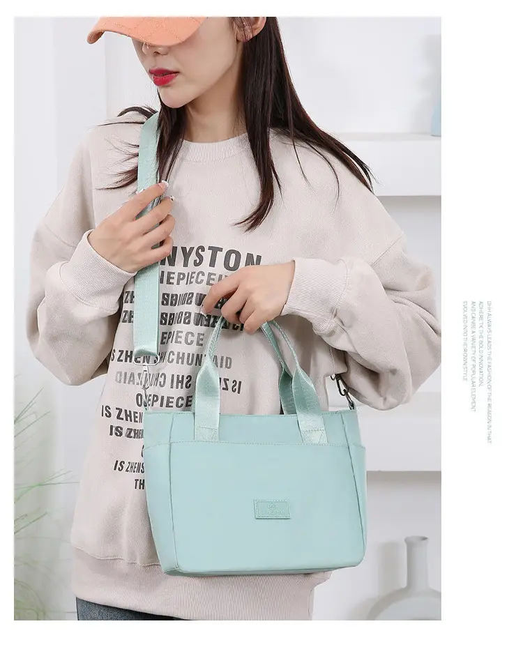 Light Blue Nylon Shoulder Bag for Women — feature 23