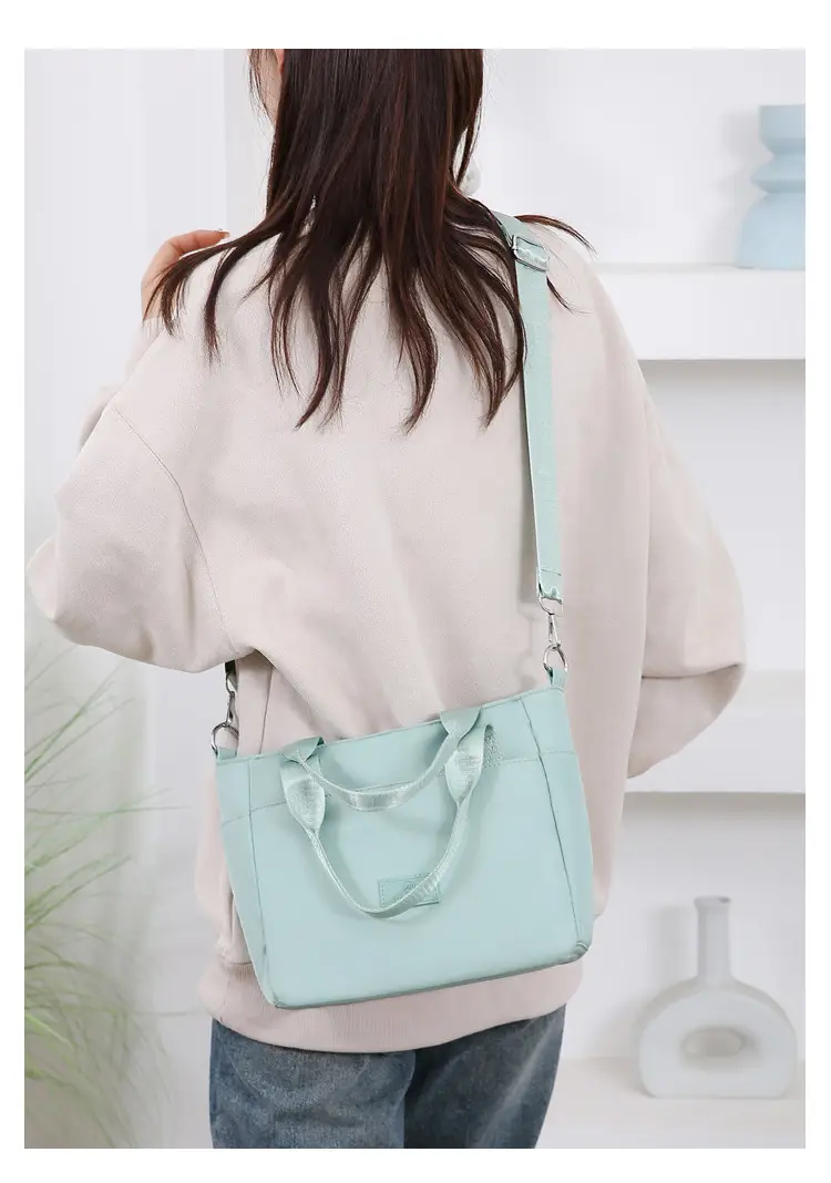 Light Blue Nylon Shoulder Bag for Women — feature 24