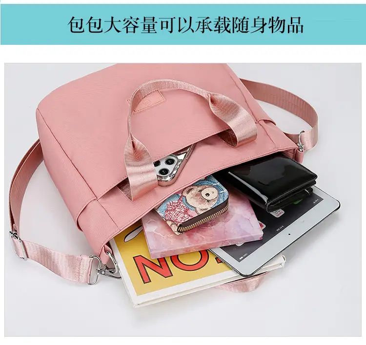 Light Blue Nylon Shoulder Bag for Women — feature 9