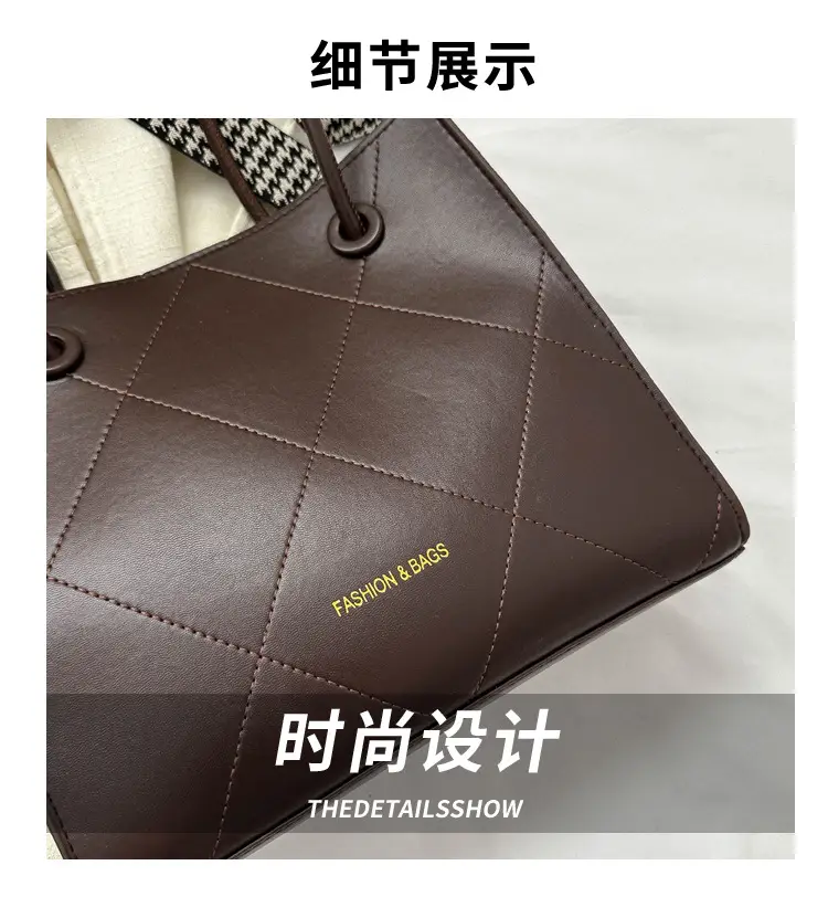 Black Quilted Tote Bag for Women 2023 Winter — feature 2