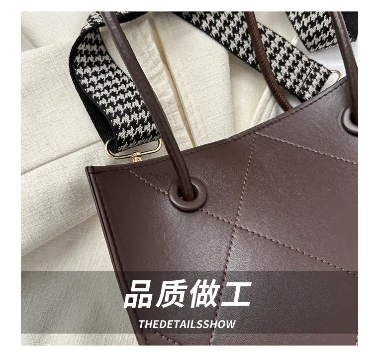 Black Quilted Tote Bag for Women 2023 Winter — feature 3