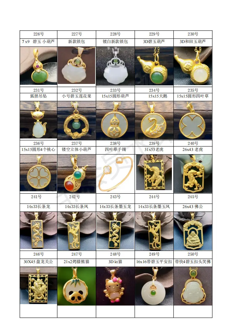 Gold Inlay Jade Pendant with Lotus Design — feature 15