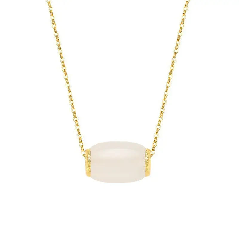 Gold Inlay Jade Pendant with Lotus Design
