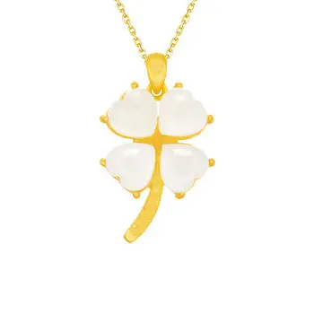 Gold Inlay Jade Pendant with Lotus Design