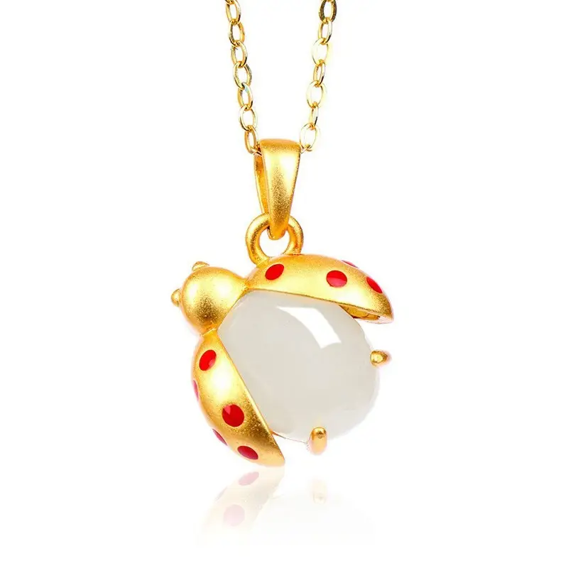 Gold Inlay Jade Pendant with Lotus Design