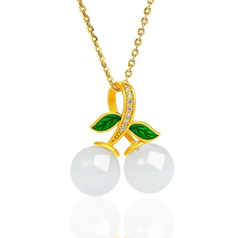 Gold Inlay Jade Pendant with Lotus Design
