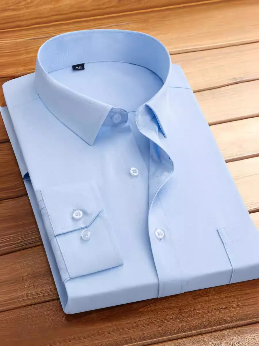 Men's Blue Striped Long Sleeve Work Shirt - Image 14