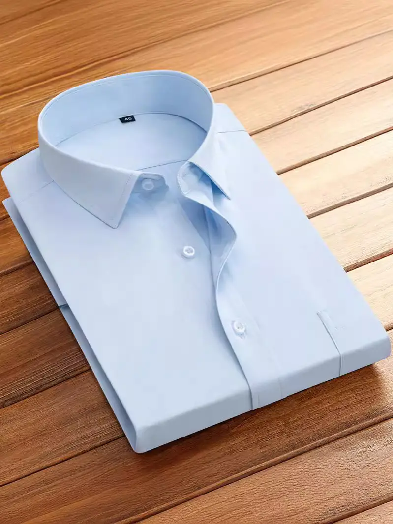 Men's Blue Striped Long Sleeve Work Shirt - Image 16