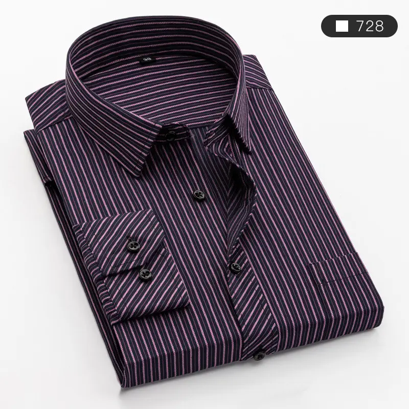 Men's Blue Striped Long Sleeve Work Shirt - Image 10