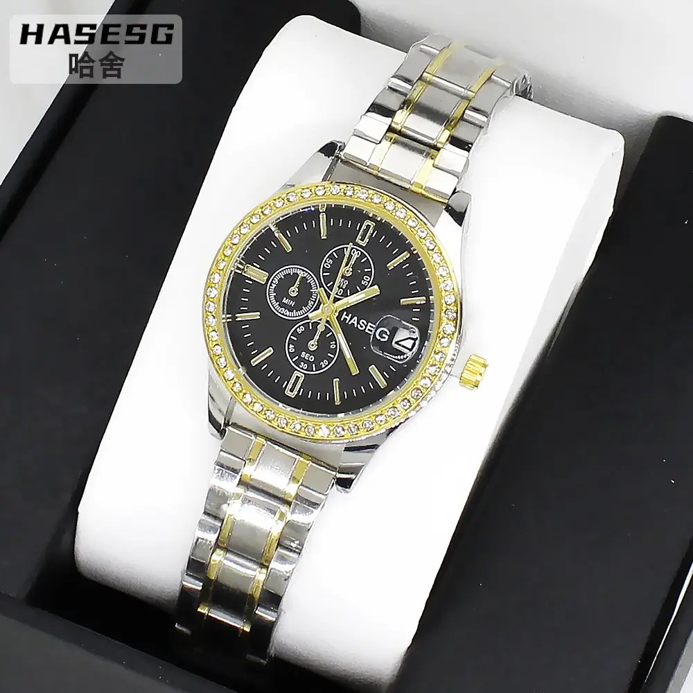 Women's Green Diamond Watch with Gold Strap - Image 4