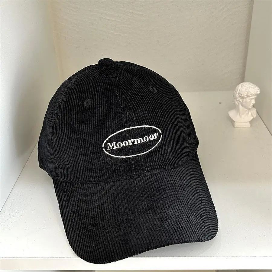 Autumn Winter Embroidered Corduroy Cap Women Men
