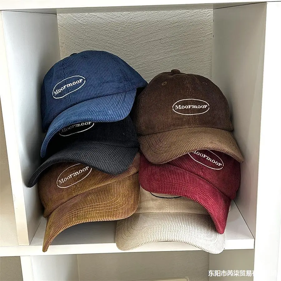 Autumn Winter Embroidered Corduroy Cap Women Men