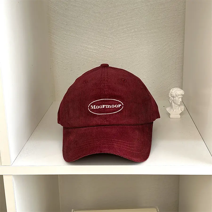 Autumn Winter Embroidered Corduroy Cap Women Men