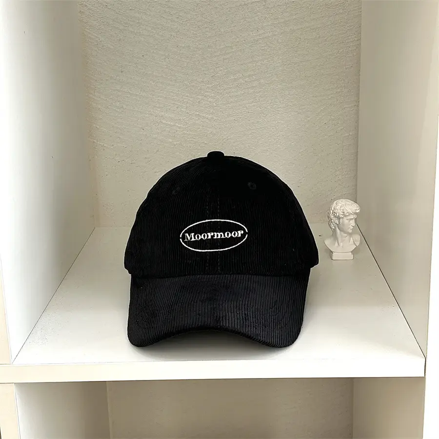 Autumn Winter Embroidered Corduroy Cap Women Men