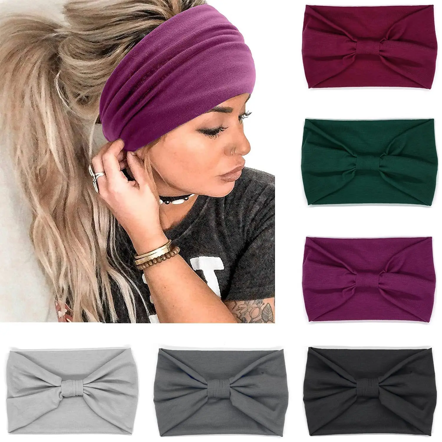Purple Wide Headband for Women Large Size - Image 38
