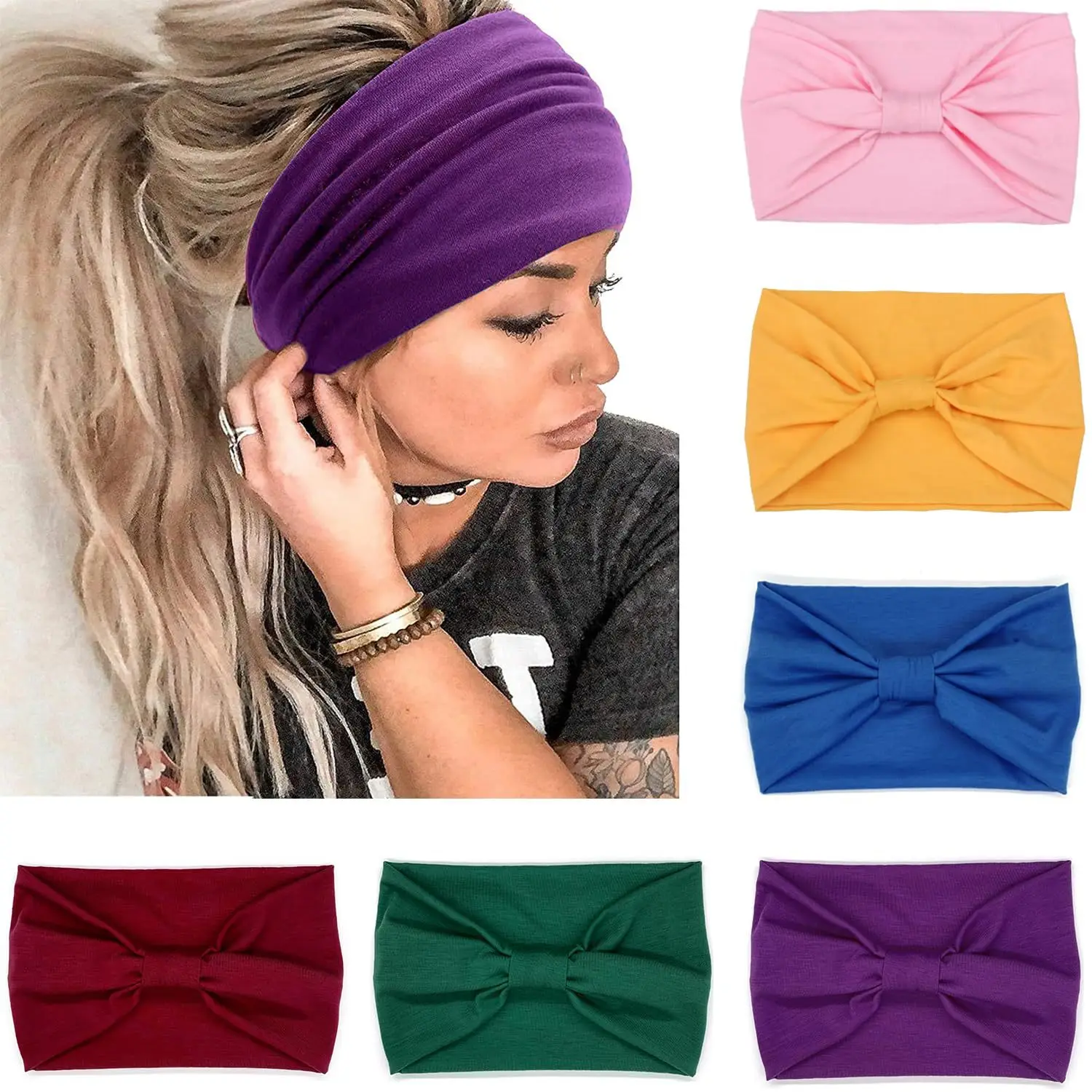 Purple Wide Headband for Women Large Size — feature 3