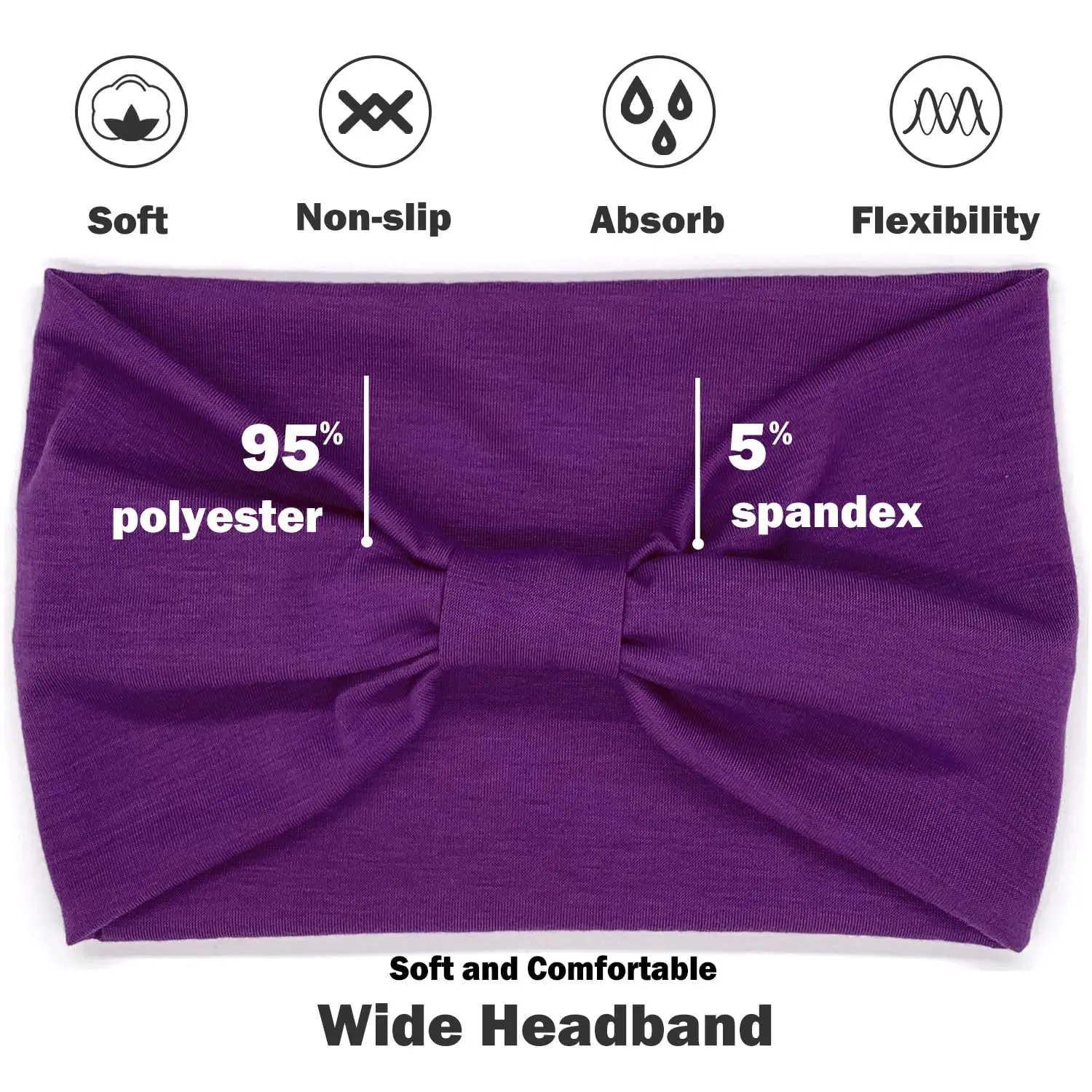Purple Wide Headband for Women Large Size — feature 8