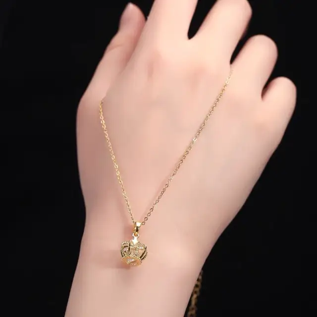 Gold Crown Zircon Necklace for Women - Image 2