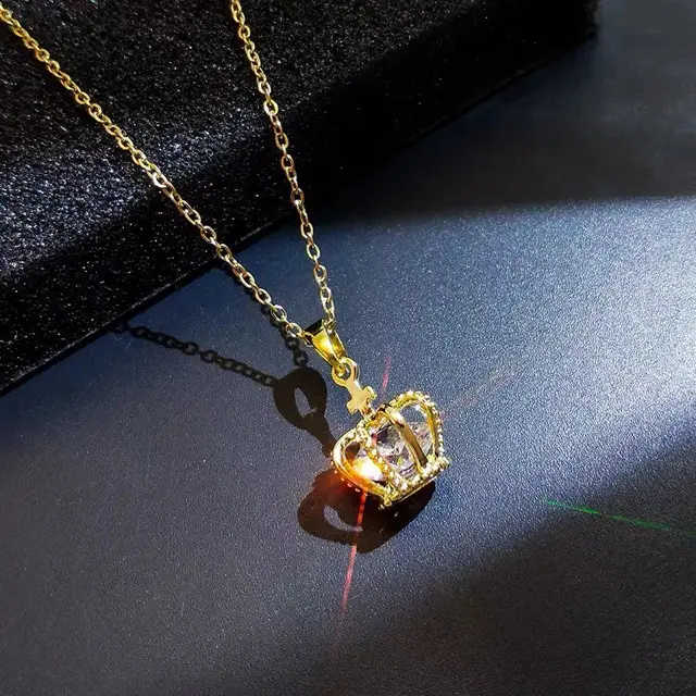 Gold Crown Zircon Necklace for Women - Image 3