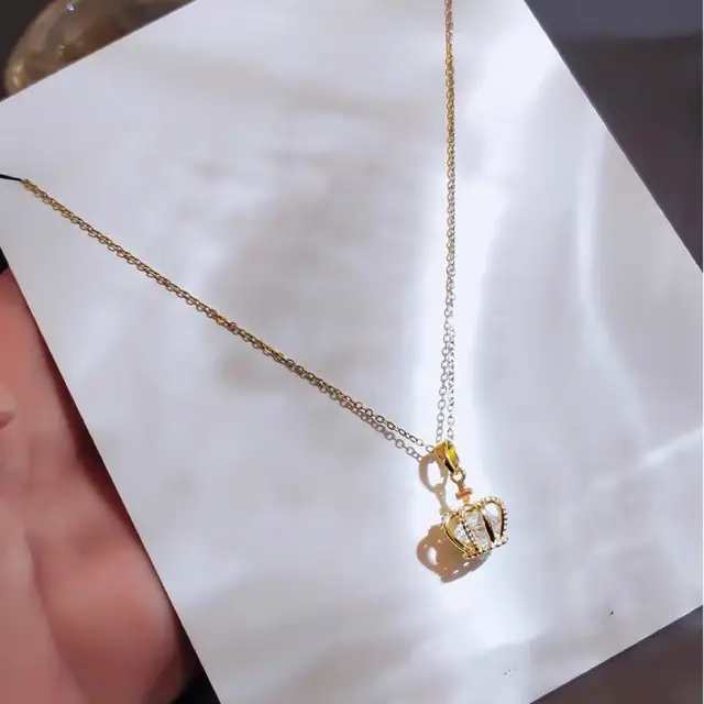 Gold Crown Zircon Necklace for Women - Image 5