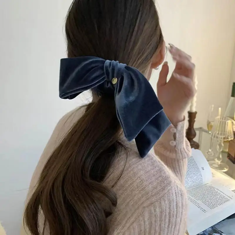 Retro French Velvet Bow Hair Rope Sweet All-Match Large Ring