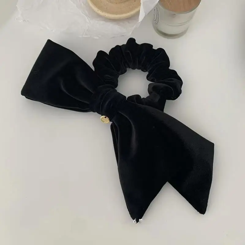 Retro French Velvet Bow Hair Rope Sweet All-Match Large Ring