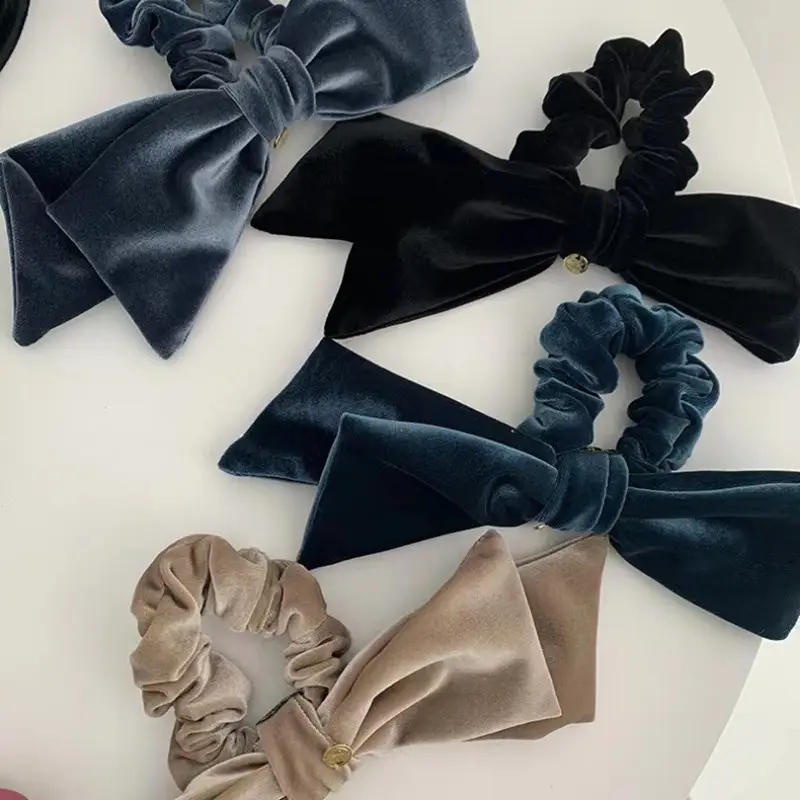 Retro French Velvet Bow Hair Rope Sweet All-Match Large Ring — feature 2