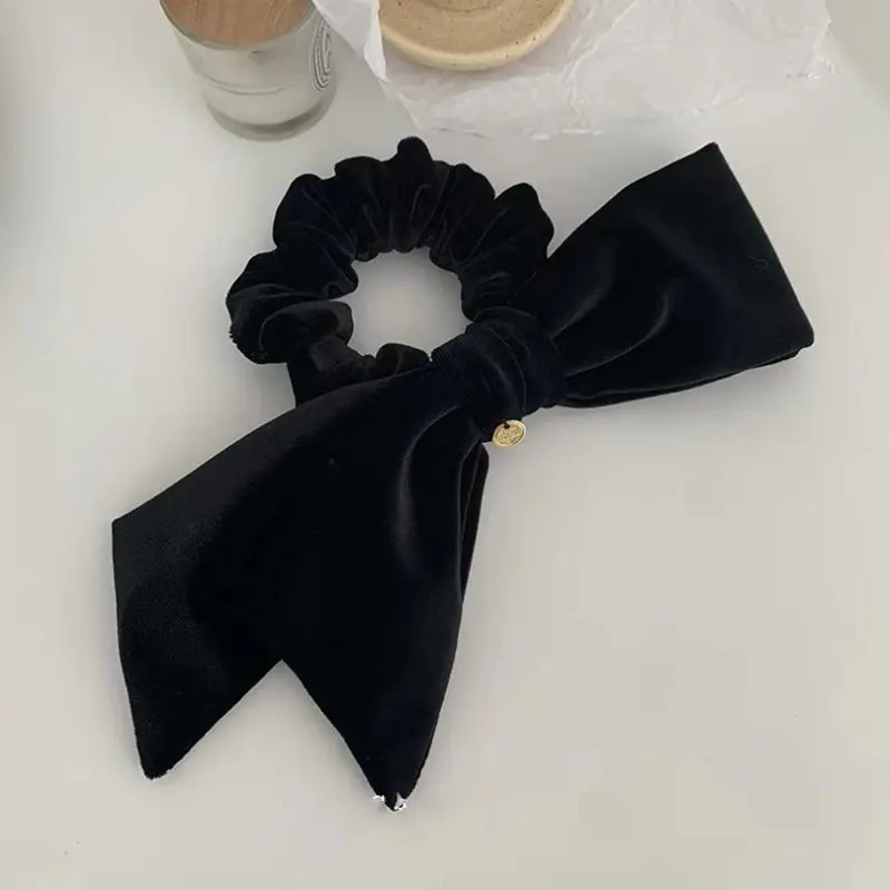 Retro French Velvet Bow Hair Rope Sweet All-Match Large Ring — feature 3