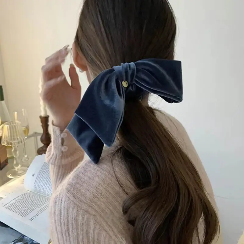 Retro French Velvet Bow Hair Rope Sweet All-Match Large Ring — feature 8