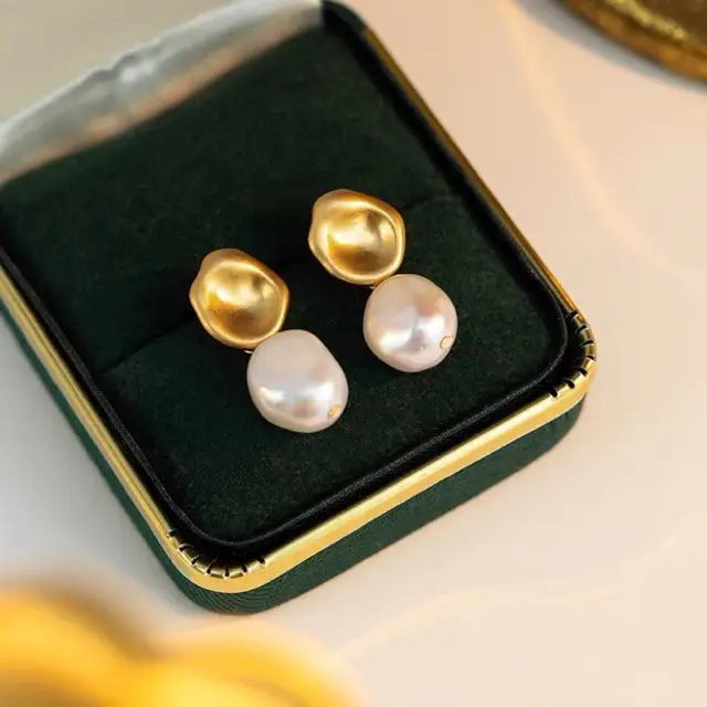 Natural Freshwater Pearl Earrings 925 Silver Elegant Women - Image 3
