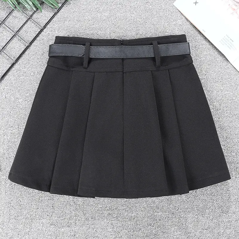 Maillard Woolen Pleated Skirt with Belt - Image 8
