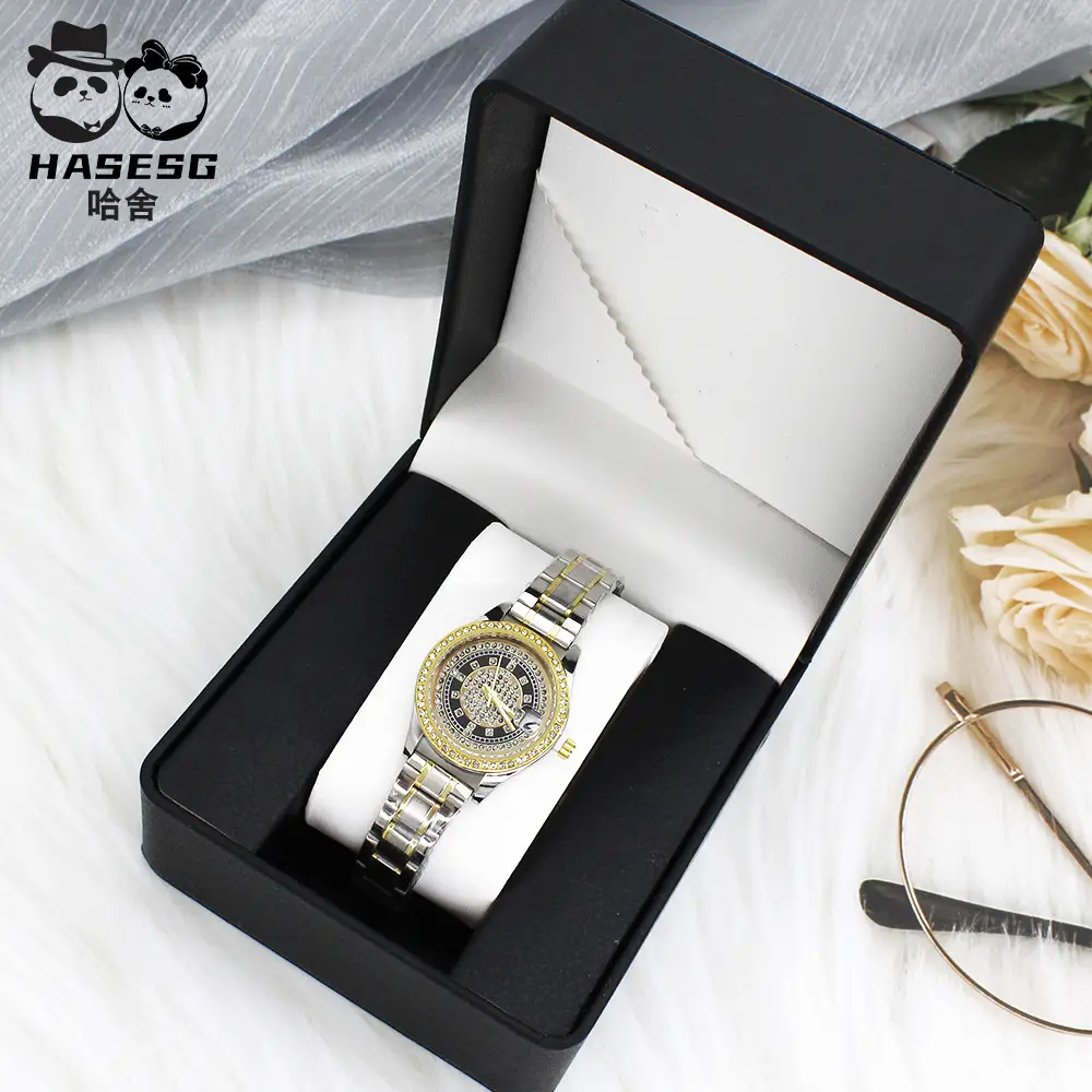 Women's Gold Crystal Watch Box Fashion Steel Band — feature 18