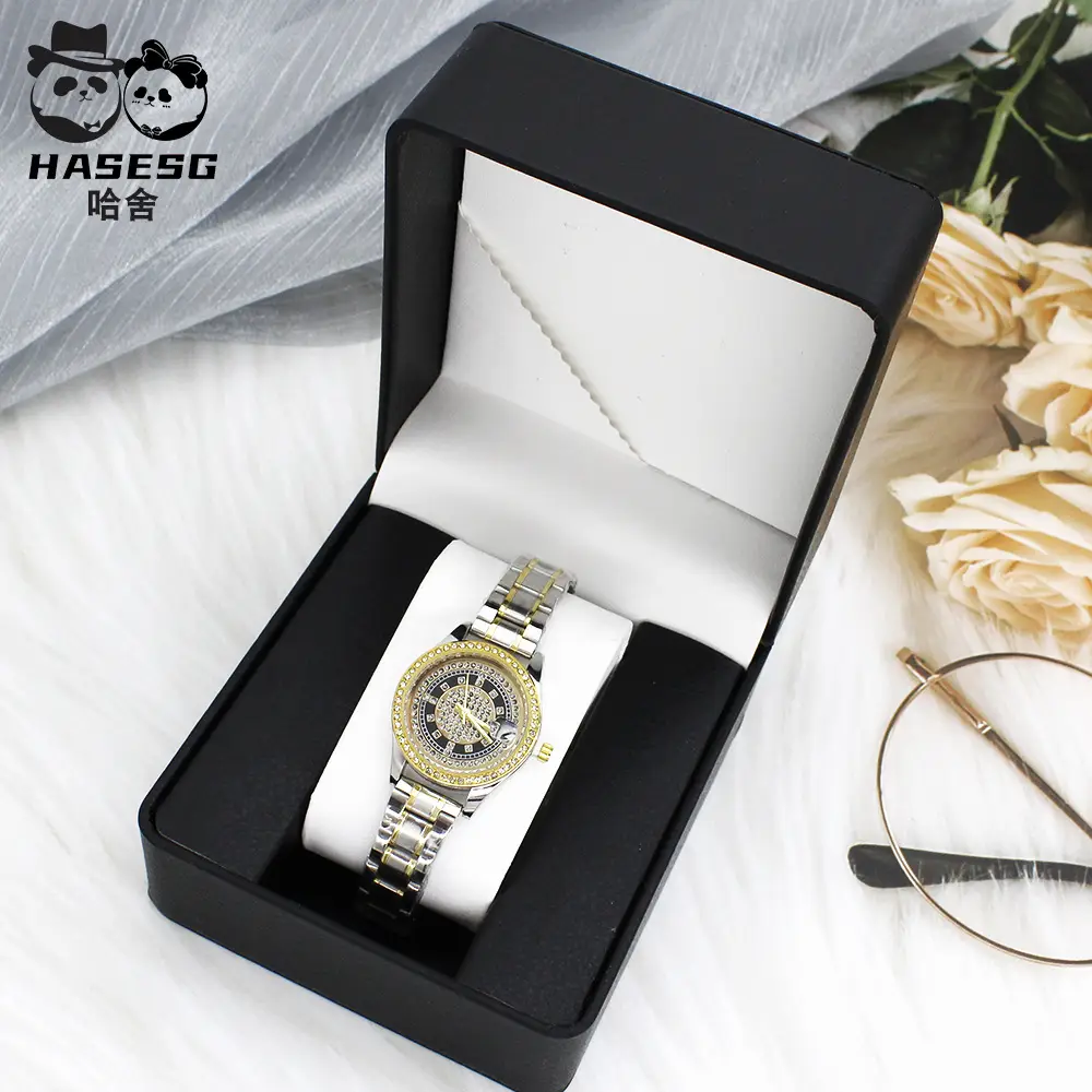 Women's Gold Crystal Watch Box Fashion Steel Band - Image 10