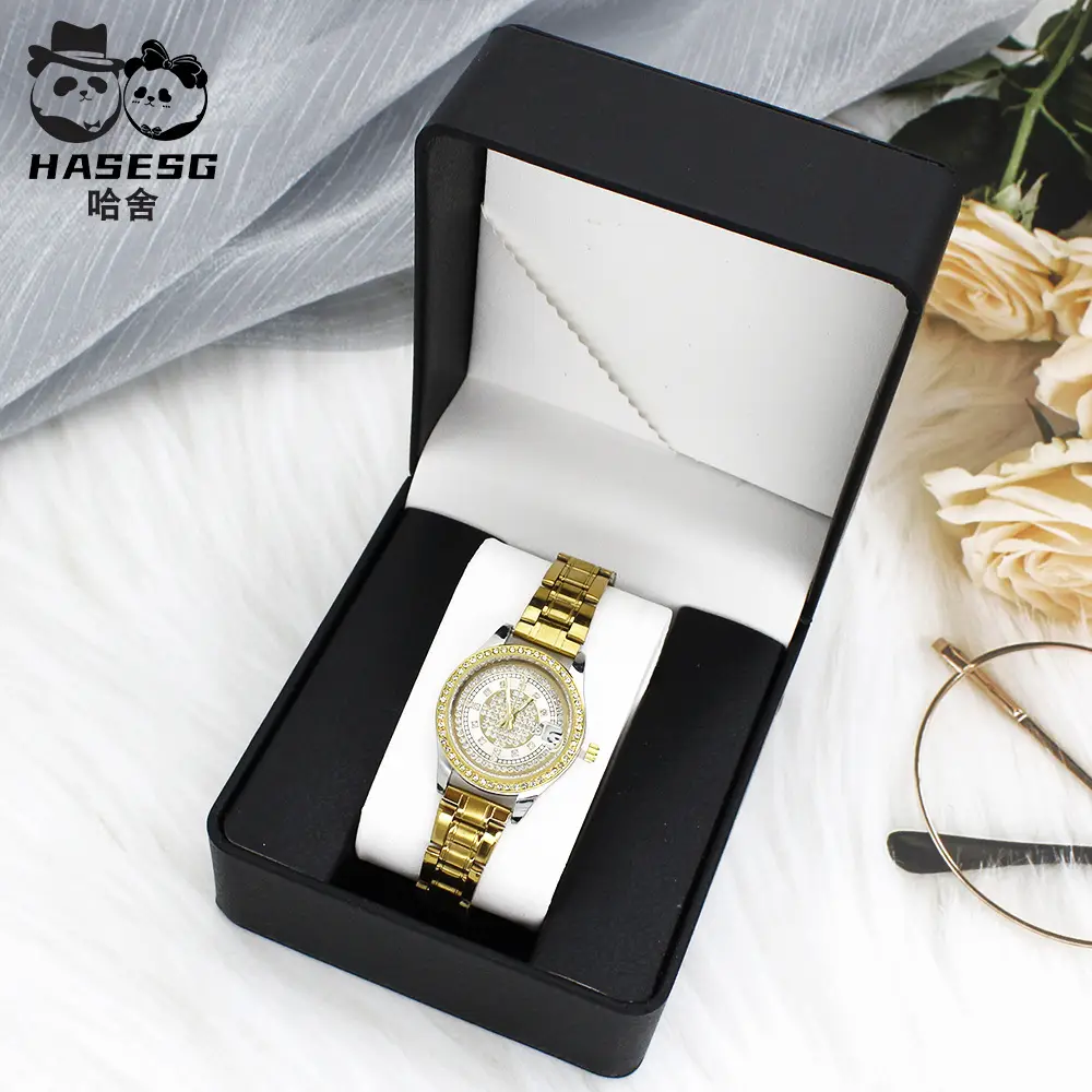 Women's Gold Crystal Watch Box Fashion Steel Band - Image 11