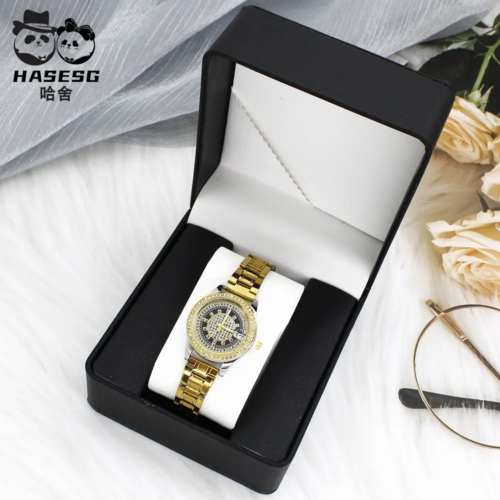 Women's Gold Crystal Watch Box Fashion Steel Band - Image 12