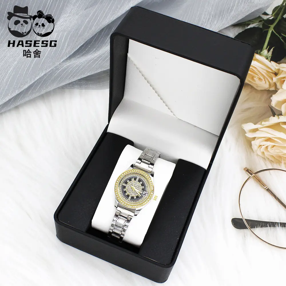 Women's Gold Crystal Watch Box Fashion Steel Band - Image 8