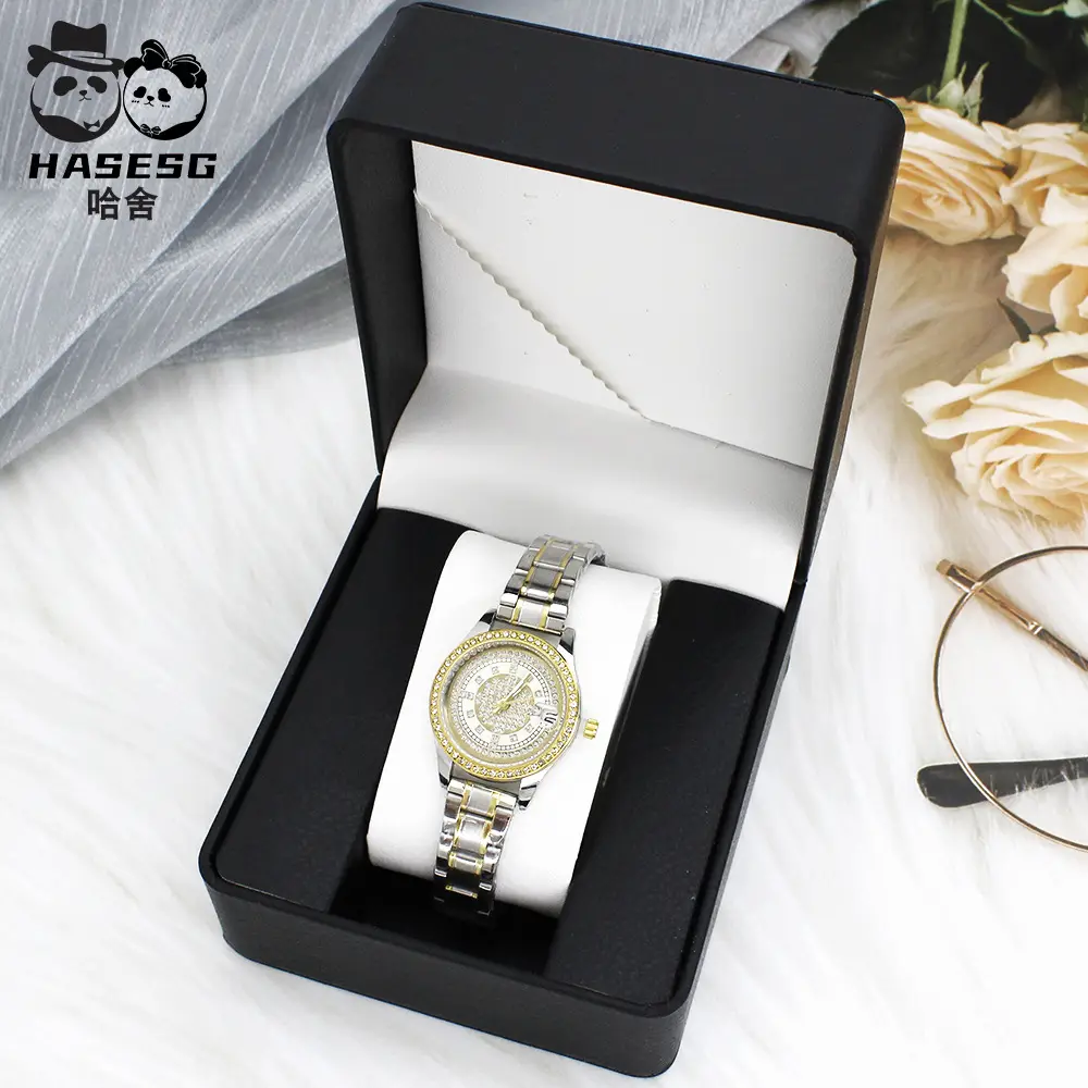 Women's Gold Crystal Watch Box Fashion Steel Band - Image 9