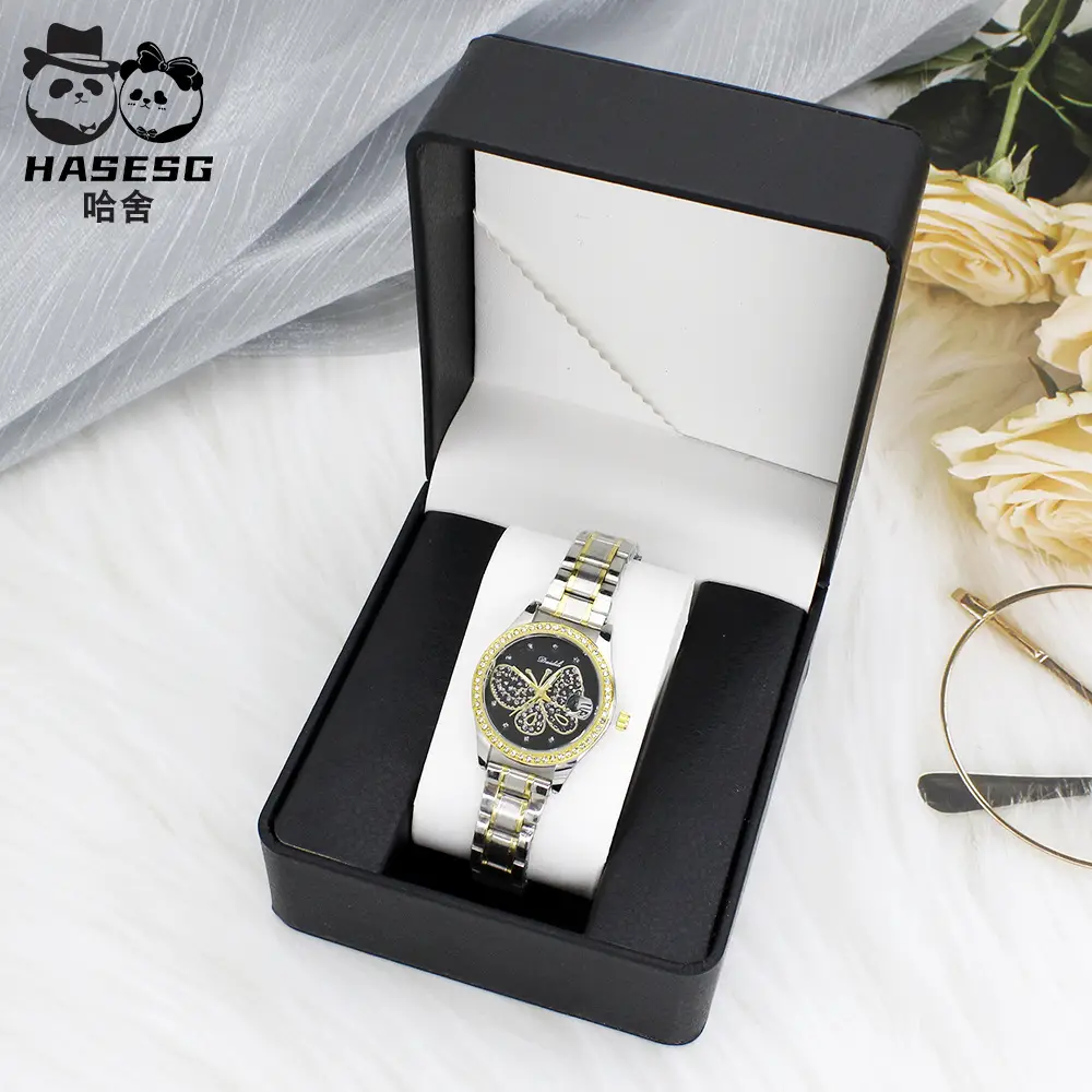 Luxury Butterfly Diamond Women's Quartz Watch Gold Chain - Image 10