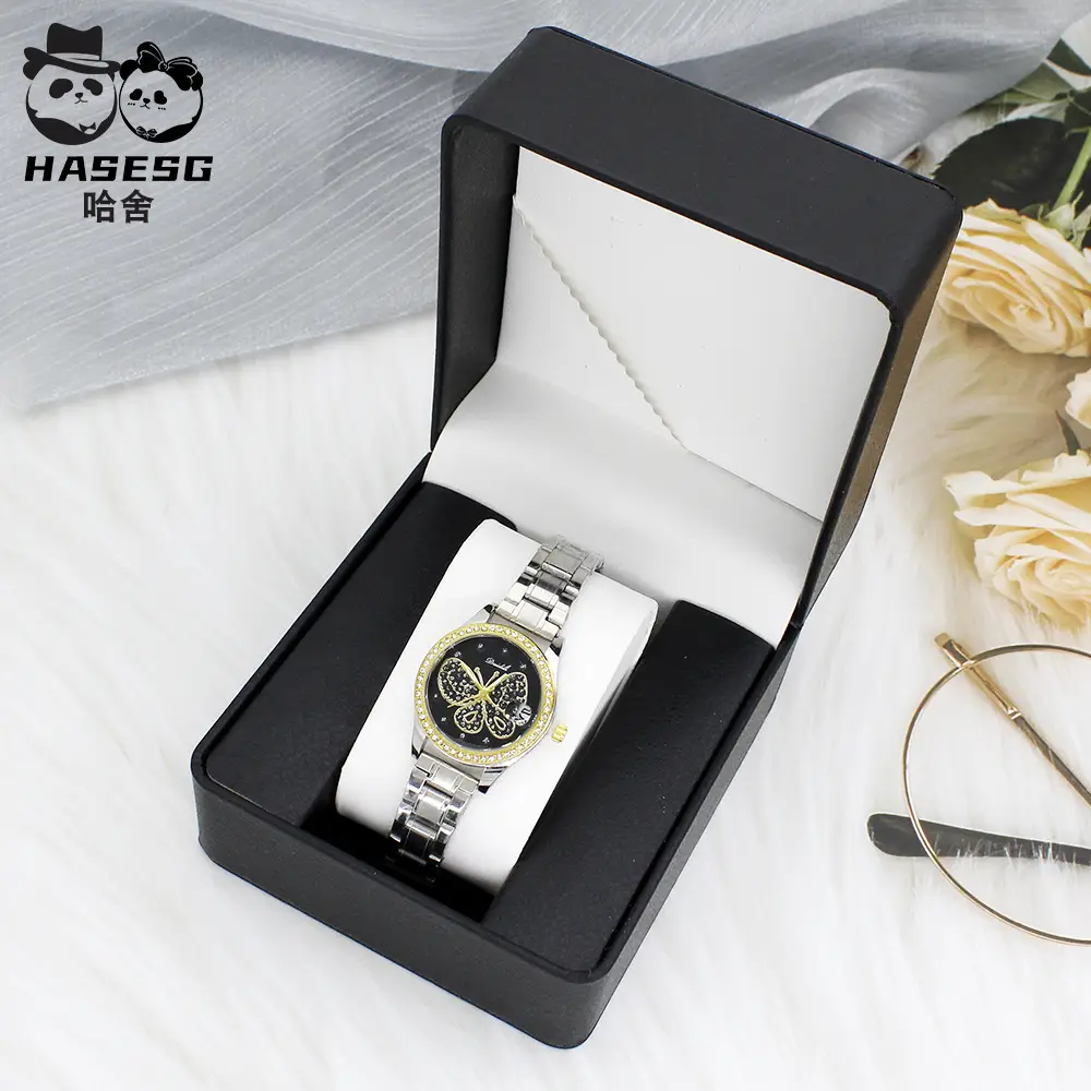 Luxury Butterfly Diamond Women's Quartz Watch Gold Chain - Image 8