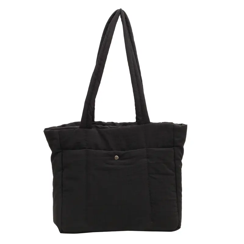 Rhombus Down Bag Black Large Capacity Cotton Shoulder Bag - Image 2