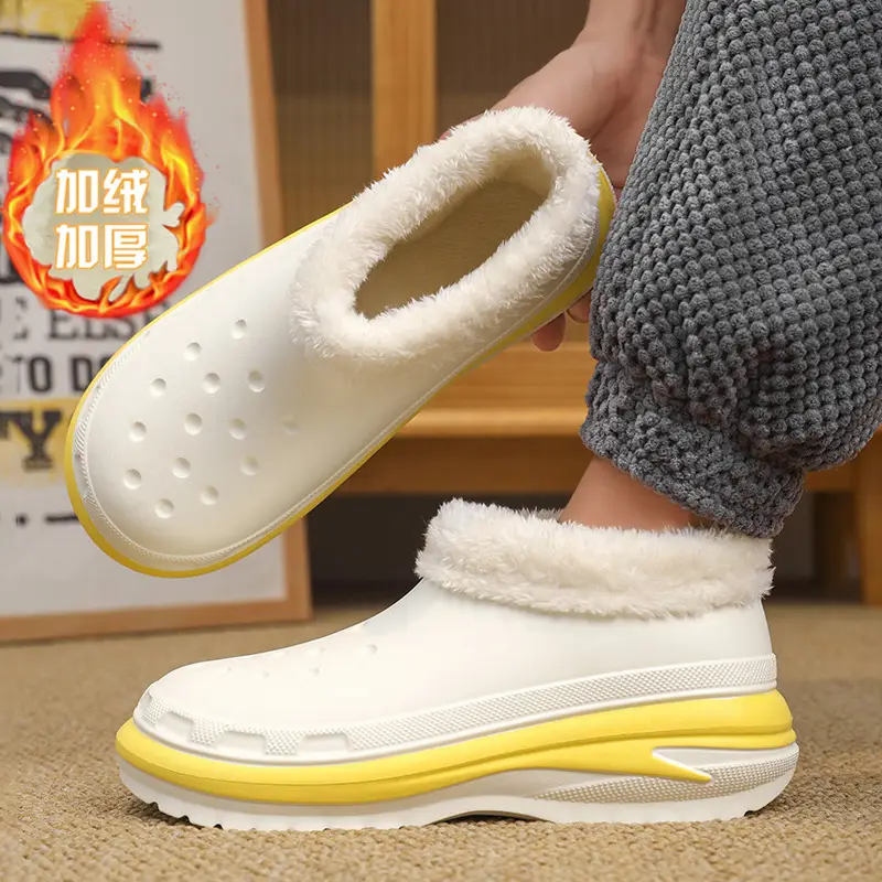 Cotton Slippers Men's Winter Couple's Bag with Shit-feeling fleece-lined Warm and Waterproof Home Indoor Cotton Slippers
