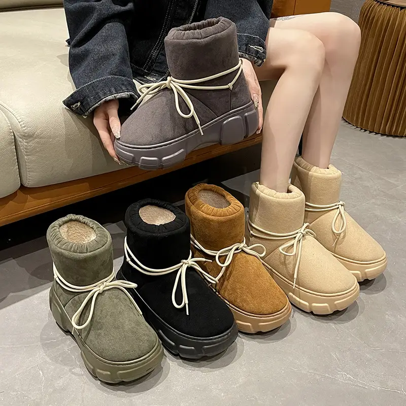Nanbowan outdoor cotton-padded shoes women's winter Internet celebrity lace-up EVA height-increasing outdoor non-slip high-top warm snow boots - Image 6
