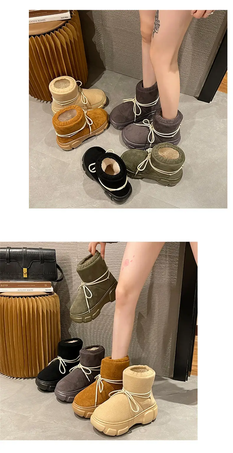 Nanbowan outdoor cotton-padded shoes women's winter Internet celebrity lace-up EVA height-increasing outdoor non-slip high-top warm snow boots — feature 12