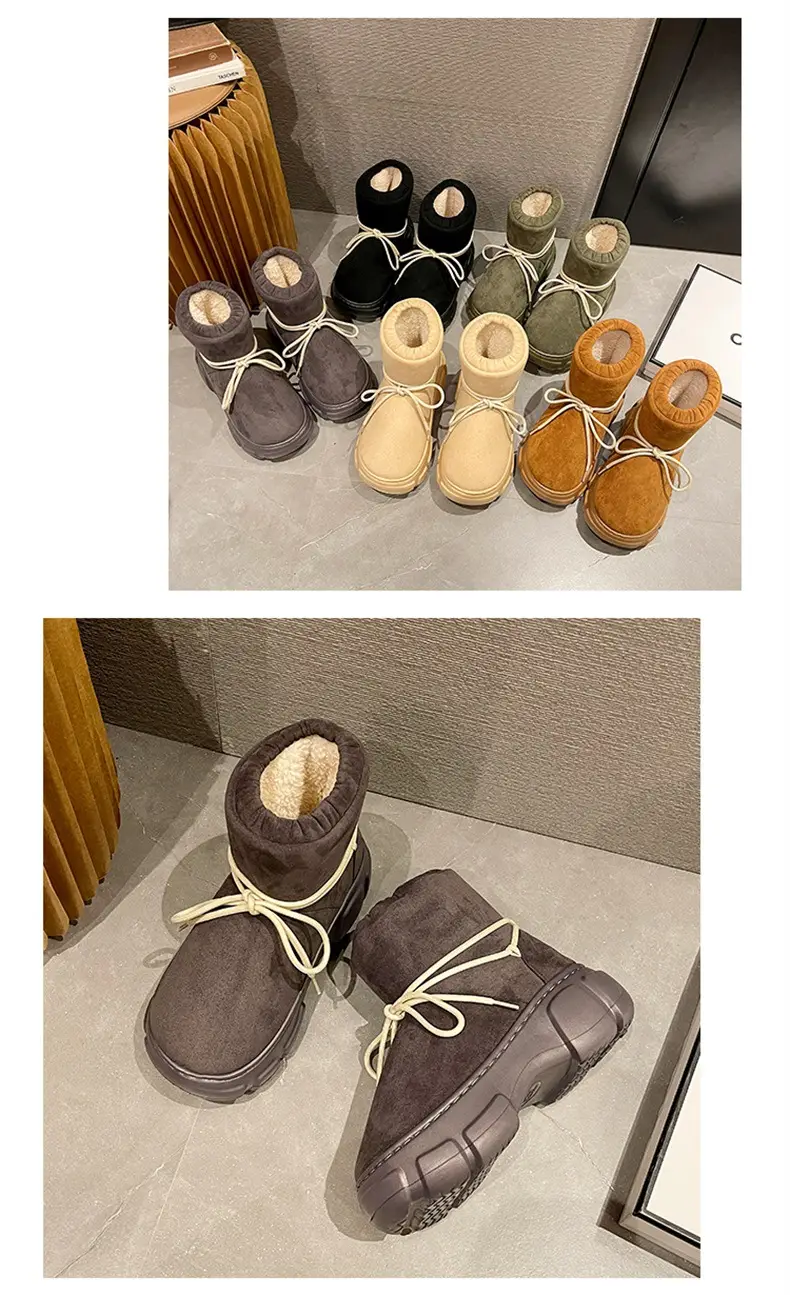 Nanbowan outdoor cotton-padded shoes women's winter Internet celebrity lace-up EVA height-increasing outdoor non-slip high-top warm snow boots — feature 14